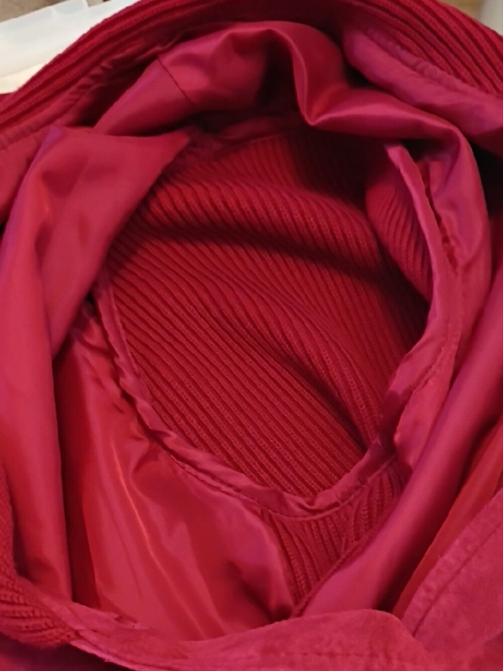 Vintage Red Crimson Button-Front Leather Knit Jacket, Louis Dell' Olio NWOT 8 - Picture 13 of 13